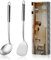 Pleafind Wok Pfannenwender und Suppenkelle, Edelstahl Schöpflöffel und Wokpfannenwender, Kochutensilien Set mit integriertem Aufhängeloch, 34.5cm Suppenkelle, 37cm pfannenwender