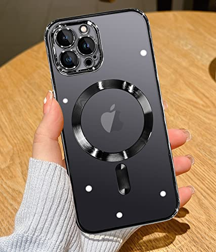 YisrLery Clear Magnetic für iPhone 12 Pro Hülle [Kameraschutz Eingebaut] Weiche TPU Silikon Handyhülle mit [Nackte iPhone Äußere] Kratzresistente Stoßfest Magnetische 6,1’’- Schwarz