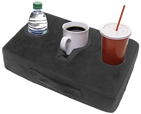 Mrisata Couch Cup Holder Pillow, Drinks & Remotes Holder for Center of Sofa, Bed, RV, Car