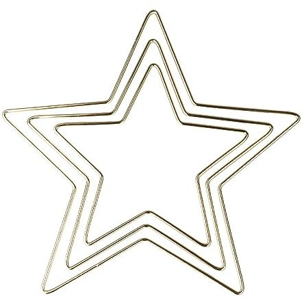 Ideen mit Herz Metallringe in Sternform | Metallsterne | 3 mm stark | 3 Stück | Verschiedene Größen: Ø 14 cm, 18 cm, 22 cm | ideal zum Deko-Anhänger-Basteln, Fensterdeko, Deko-Sterne (hellgold)
