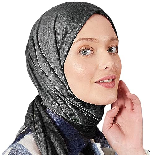 Premium Jersey Turban Kopftuch Schal Wrap Instant Hijab Für Damen | Instant Hijab | Schal Cap für Frauen Hijab Muslim (Anthrazit)