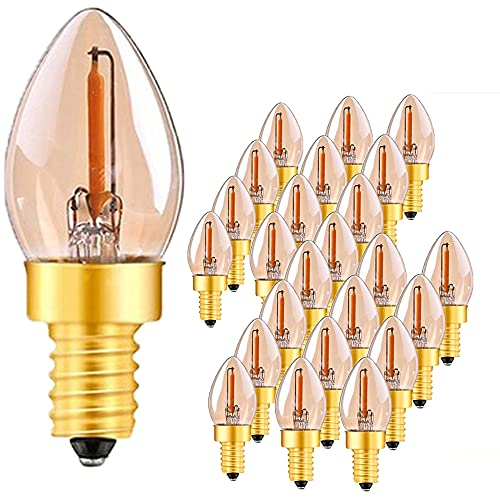 karedle oard C7G Vintage Edison Kerzen LED Glühbirne, eliebtestes E14 kerze Lampe 0.5W, Warmweiß 2200K Bernstein, Retro Antike Filament, für Kirche, Familie, Restaurants, Bars etc, mit Dimmbar, 24er
