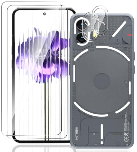 Phlleyaa Protector de Pantalla para Nothing Phone (2), Cristal Vidrio Templado 2 Piezas y Protector de Lente de Cámara 2 Piezas,9H Dureza Anti-Arañazos para Nothing Phone (2) Vidrio Templado