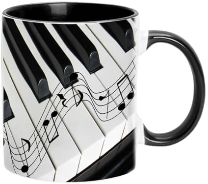 Imtrub Personalisierte Kaffeetasse aus Keramik Tasse mit Griff, Musiknoten, Gitarre, Klavier, Musikgeschenke für Freunde, Männer, Frauen, Musiklehrer, kreative Geschenke für Geburtstage, Weihnachten
