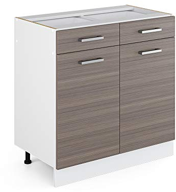 Vicco Unterschrank R-Line, Grau/Weiß, 80 cm mit Schubladen und Türen, ohne Arbeitsplatte