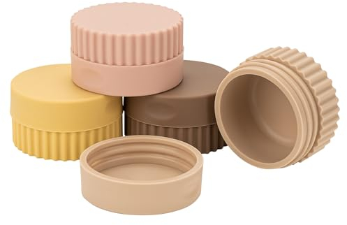 Adorila 4 Pcs Silicone Cream Jar with Lids, 21 Grams Small Travel Containers for Toiletries, Leakproof Refillable Bottles for Body Hand Cream, Lotion