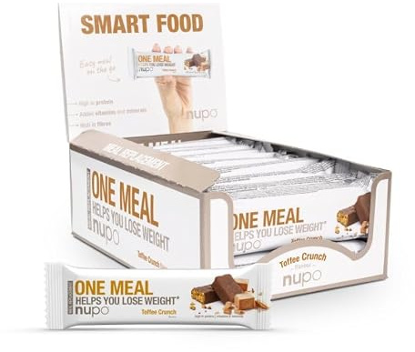 NUPO One Meal Bar - Toffee Crunch (15 x 60g) I Leckerer High Protein Riegel zum Abnehmen | Mahlzeitenersatz Protein Bar Low Sugar I Kalorienarme Snacks mit Nährstoffen Vitaminen und Mineralien