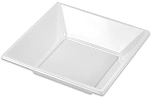 Acan Tradineur - 8 Paquetes de 6 Platos hondos Cuadrados Reutilizables, plástico, reciclables, Extra Resistentes, higiénicos, apilables, Aptos para lavavajillas - 17 x 17 cm - Total 48 uds