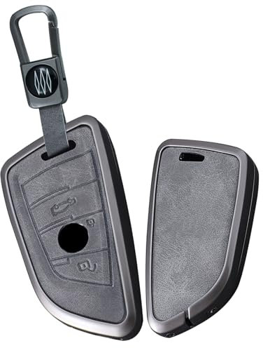 ontto Autoschlüssel Hülle Passt für BMW X3 X5 X6 F30 F34 F10 F20 G20 G30 G01 G02 F15 F16 1er 3er 5er 7er Metall Schlüsselhülle Schlüsselanhänger Schlüsselbox Schutzhülle Cover 3 Tasten Grau B
