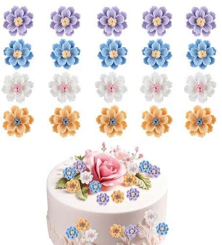20 Stück Kuchendeko Blumen Tortendeko Cake Topper Kuchendekoration Blumen Cupcake Deko Torte Dekorative Accessoires für Geburtstage Weihnachten Feiertage Partys Hochzeitstorten