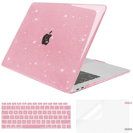 MOSISO Custodia Compatibile con MacBook Air 13 Pollici Cover M1 2022 2021 2020 2019 2018 A2337 A2179 A1932 Retina Touch ID,Plastica Rigida Case&Tastiera Cover&Schermo Protettiva,Rosa