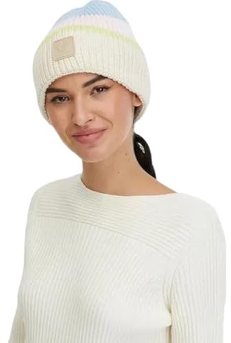 Ragwear Damen Strickmütze Beanie Greety Warme modische gestrickte Mütze gestreift Outdoor (DE/NL/SE/PL, Alphanumerisch, Einheitsgröße, Ecru)