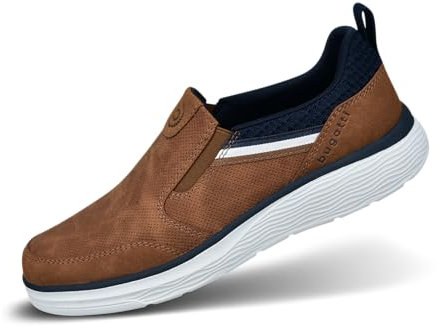 bugatti Scarpe da Uomo comode con Lacci in Memory Foam, Eleganti, Casual, Facili da Indossare, in Solette intercambiabili, Cognac, 45 EU