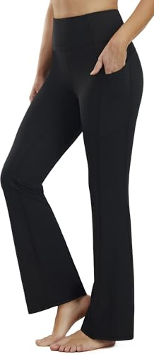 PERSIT Bootcut Yoga Pants for Women with Pockets 29 Black S