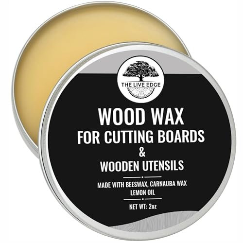 The Live Edge - Large Wood Cutting Board Wax 2oz Food Grade Beeswax For Cutting Board | Bees Wax Furniture Polish And Cleaner | carnauba wax, butcher block conditioner, beeswax polish, finishing wax