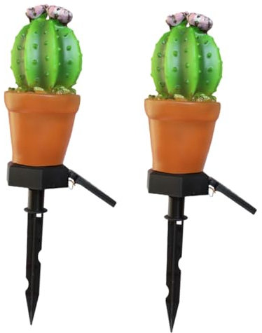 BEBEMOKO 2pièces Lampes De Jardin Solaires Led Étanches Lumières Paysagères Décoratives Pour Cour Et Jardin Design Cactus Adorable Énergie Solaire Parfaites Pour Événements