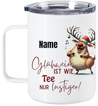 GRAZDesign Thermobecher mit Namen personalisiert lustig, Weihnachten Thermotasse 400ml