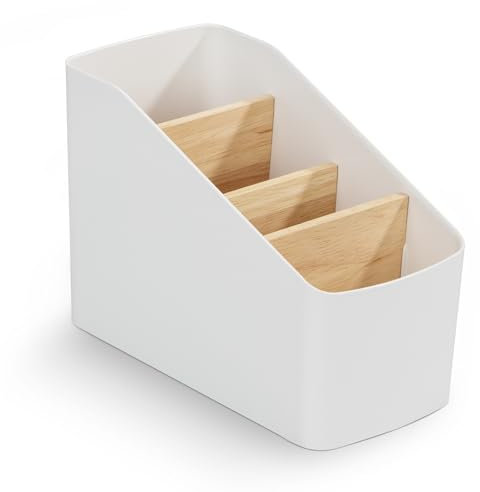 Jesustree Organisateur Télécommandé à 4 Compartiments, Supports de Multimédia, Multifonctionnel Boîte de Rangement Bureau Mural Porte en Bois pour TV Medien Controller, Bürobedarf, Make-up-Pinsel