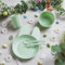 eBoutik - Kids Easter 5 Piece Breakfast & Dinner Tableware Set - Fun Bunny Shapped Plate, Bowl, Fork, Spoon and Tumbler, Plastic Spring Time Set for Toddlers & Children (Green)