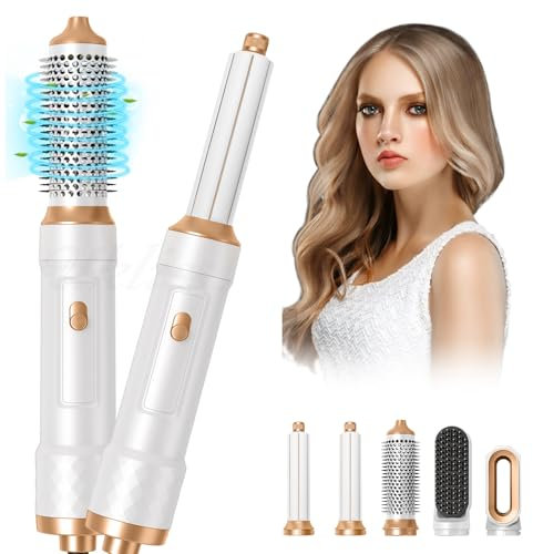 Hair Styler 5 in 1, Magic Styler, 1000W Hair Dryer Brush for Hair Styling, Hot Air Brush with Auto Wrap Air Curler Wand, Hair Straightener Brush, Round Brush Hair Dryer for Volumise, Curls, Style