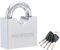 Maudex® RPB45 Cadenas robuste avec 5 clés – Anse durcie résistante aux coupures de 9 mm – Corps chromé résistant aux intempéries | Petite serrure à clé pour casiers de gym et d'école, portails