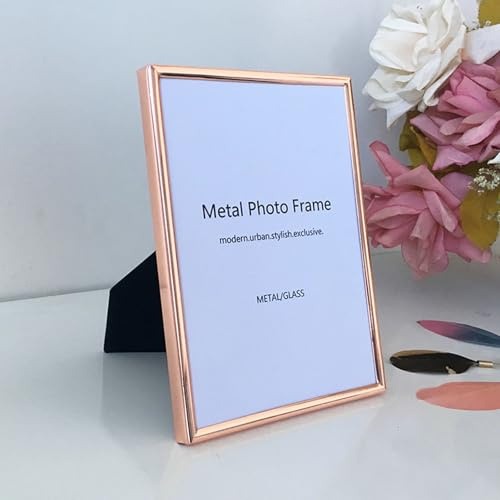 KnSam Cadre Photo A4, 19.8x28.5cm, Cadre Photo en Métal Or Rose, Verre Ultra Clair Moderne