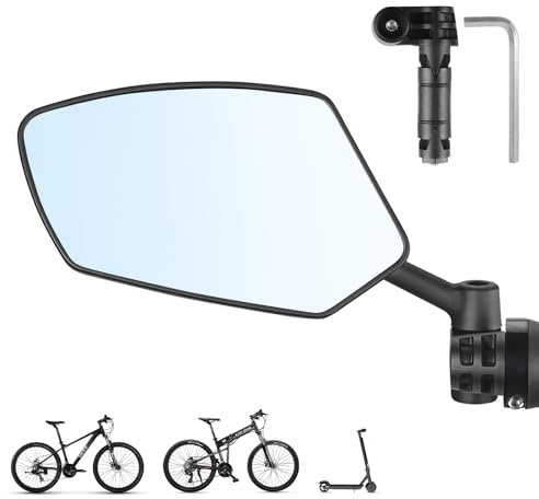 WESTGIRL Fahrradspiegel Stoßfest, Hd Großer Spiegel Rückspiegel Fahrrad, Verstellbarer Fahrradspiegel Für E-Bike, MTB, Universeller Lenkerendenspiegel (Links)