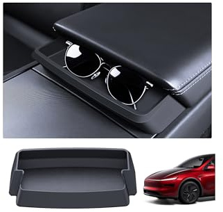 cybtkcar 2025 Tesla Sunglasses Holder Model Y Juniper & Y L & Model 3 Highland Center Console Sunglasses Holder Model 3 Y Interior Accessories Armrest Key Card Phone Holder Storage Box