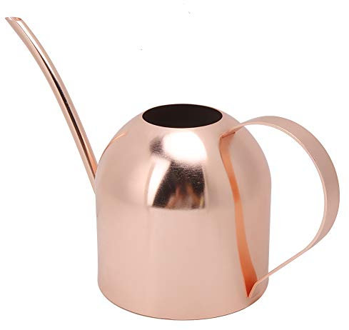 Regadera de acero de 1000 ml, boca larga, para jardín, flores, color cobre