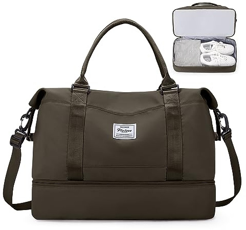 Sac de Voyage pour Femme,Cabine Avion Easyjet Bagage à Main Léger,Sac fourre-Tout de Sport Imperméable pour Week-End avec Compartiment à Chaussures pour Travel Gym Danse,B6-Curry foncé