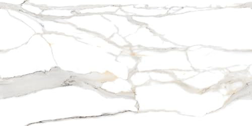ITD CERAMICHE Gres Porcellanato Effetto Marmo Continua Calacatta Gold, 60x120 cm, Levigato, Bianco Venato