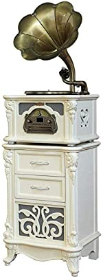KOSHSH Hi-Fi&Home Vintage Retro Big Horn Solid Wood Classic Gramophone Phonograph Shape Stereo Speaker Sound System Music Box Vinyl Record Player LP Player kxtmm