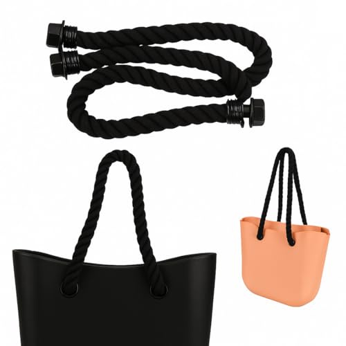 LuLiyLdJ Asas para bolsos, asas largas, cadenas de repuesto, 2 asas de cuerda negras para manualidades.