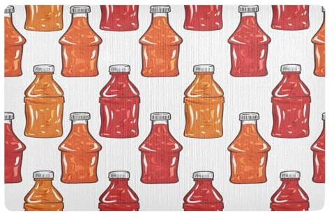 Fußmatte für den Innenbereich, 50 x 80 cm, Ketchup Chili Sauce Flasche, rutschfest, waschbar, saugfähig, Eingangsteppich, Bodenmatte