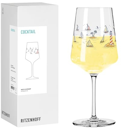 RITZENHOFF 8281003 Cocktail Glas 500 ml, Serie Segeln – mit stilvollem Segel-Motiv in sanften Farben, modern – Made in Germany
