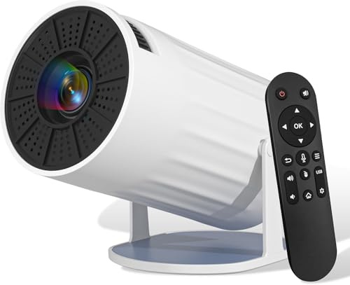 Vidéoprojecteur avec Wi-FI 6 & Bluetooth,Mini Projecteur Portable Supporte 4K 1080P Auto Keystone Rotation 180°, Auto Keystone Rotation 180° Compatibile,20000 Lumens pour HDMI/iPhone/USB Blanc (2)