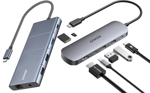 Anker USB C Hub, 7-in-1 Multi-Port USB Adapter for Laptops & USB C Hub, 11-in-1 Docking Station Dual Monitor, 10 Gbps USB-C and USB-A Data Ports