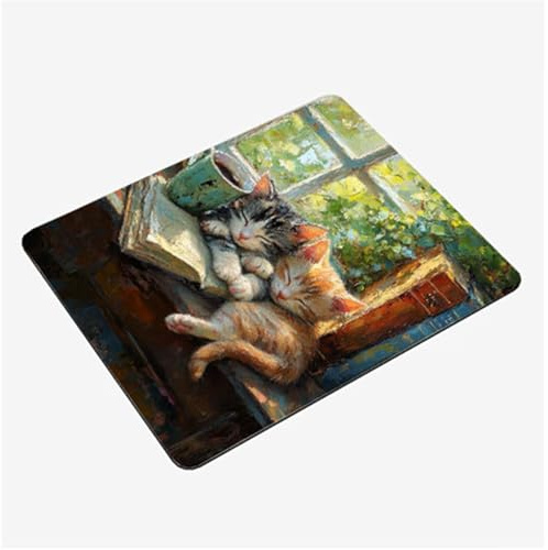 Tapis de Souris Gamer 200x150x3mm, Tapis Souris Rebord Fenêtre sous Main Bureau Animal Mouse Pad, avec Base en Caoutchouc, avec Bord Cousu Mousepad, Portable Gaming Accessoire Bureau Cadeaux S0-1415