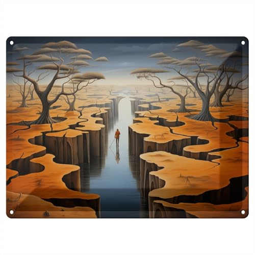 Wallario Blechschild Wandbild aus Metall Pfad in Einer surrealen Welt - 30 x 40 cm in Premium-Qualität: Brillante Farben