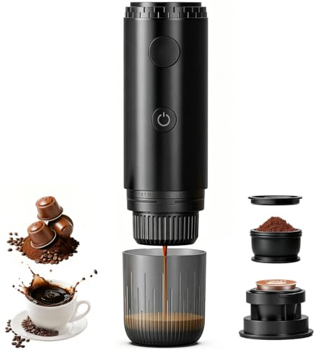 ZOBMIO Akku Kaffeemaschine 2 in 1 für NS Kapseln & Gemahlenem Kaffee, 19 Bar High Pressure Extraction, Fast Self-Heating, Camping Kaffeemaschine, fürAuto, Camping, Reisen & Büro.