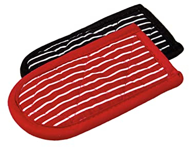 Lodge - Set di 2 presine in Cotone, Colore: a Righe Nere e Bianche/Rosse e Bianche