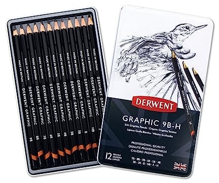 Derwent Graphic Weiche Bleistift-Zeichenstifte, Zeichnen & Schreiben, Ideal für Illustrationen & Schattierung, 12er-Set, Professionelle Qualität, 34215