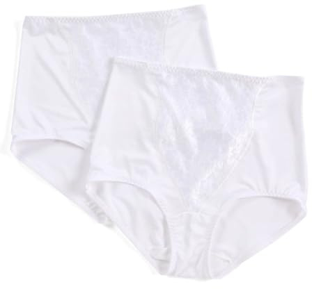 Bali womens Double Support Coordinate Light Control With Lace Tummy Dfx372 2-pack shapewear briefs, White Garment/White Garment, X-Large US