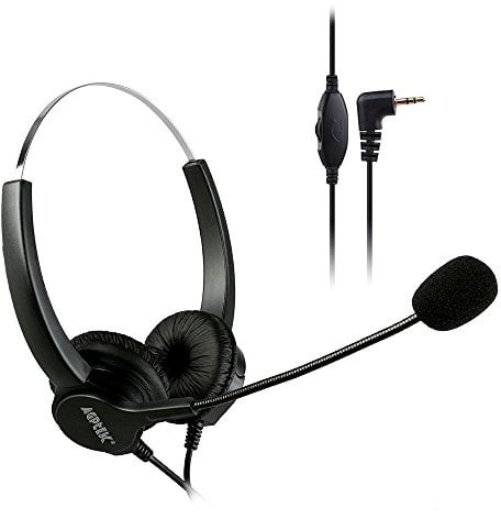 AGPTEK® Telephone Headset 2.5MM Jack with Microphone Noise Canceling