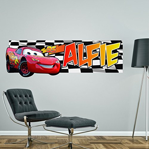 Lightning McQueen Cars Personalised customised Children's Wall Sticker Decal Art Mural Bedroom 3 Size Options