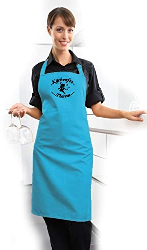 freitex Küchenfee Schürze mit Namen individuell bedruckt (Türkis)