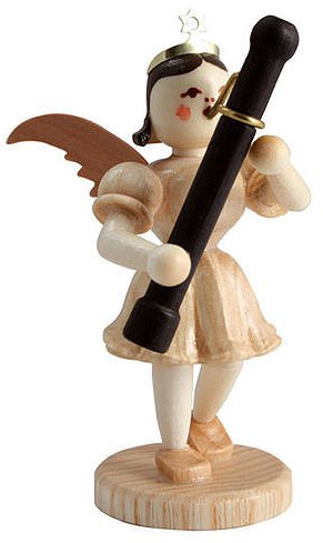 Blank Kunsthandwerk | Kurzrockengel Weihnachtsengel Figuren | mit Fagott | natur | 7 cm