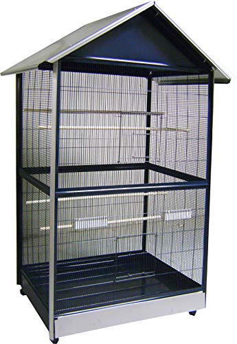 Flamingo Vogelkäfig – Voliere Vögel – Voliere Sinai Blau – 100×76×202 cm – 4 Sitzstangen & 2 Näpfe, 4 Schiebetüren, Metall-Schublade, Alu-Ecken