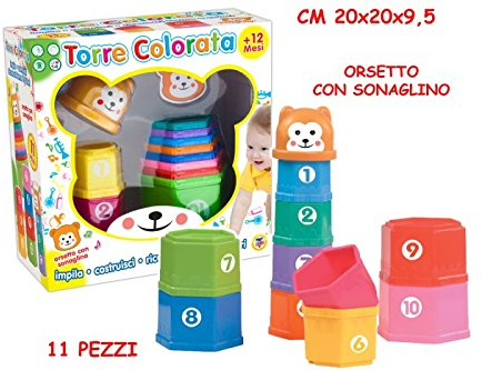 Teorema 64171 - Torre Colorata con Lettere e Numeri da Impilare, Multicolore
