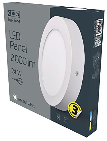 EMOS LED Deckenlampe 24W, runde Wand- und Deckenleuchte mit Driver, Durchmesser 300 mm, Ersatz für 125W Glühbirne, Lichtfarbe neutralweiß 4000 K, Helligkeit 2000 lm, Schutzart IP20